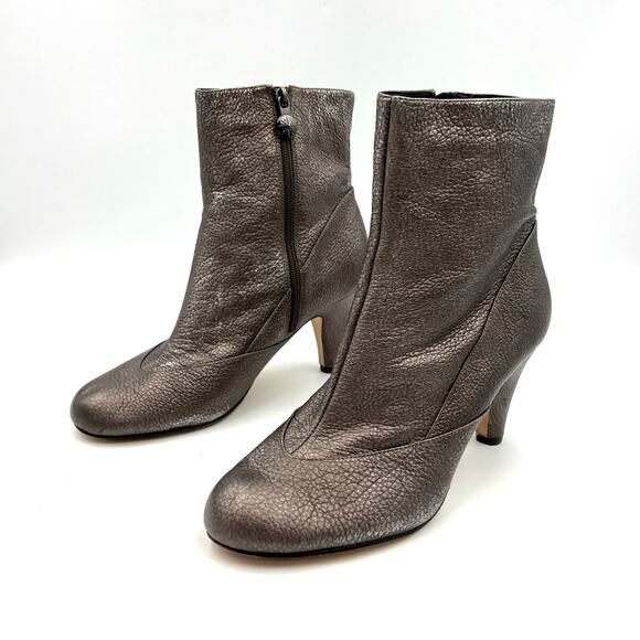 Taryn by Taryn Rose Metallic Leather Booties Heel Ankle Boots - Picture 10 of 10